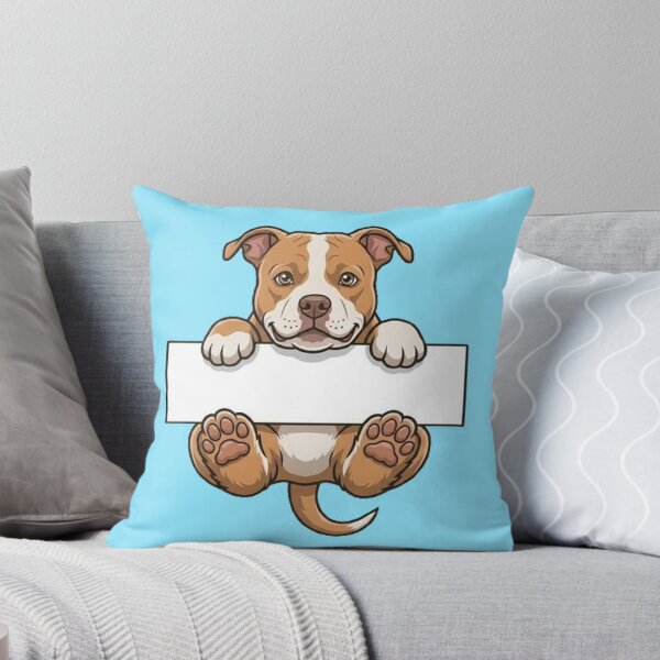 Item preview, Cute Pitbull Holding Blank Sign Cartoon designed and sold by PetalsPaws.