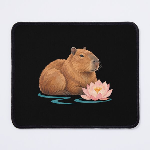 Item preview, Capybara Lotus Pond Soft Gouache Illustration designed and sold by Katalice Design.