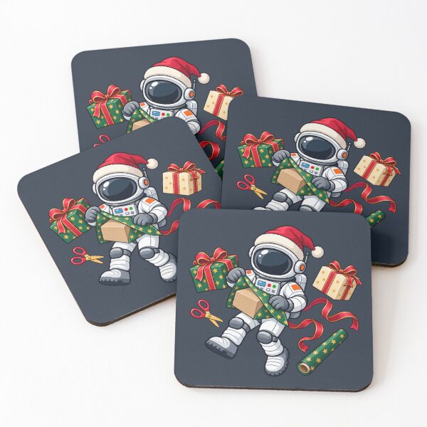 Item preview, Christmas Astronaut Wrapping Gifts in Space designed and sold by BROHLine Studio.