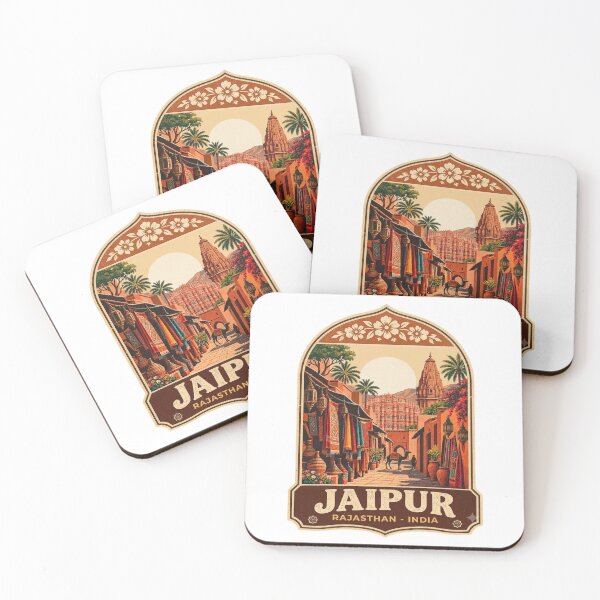 Item preview, Jaipur Rajasthan Vintage Travel Poster - Hawa Mahal & Souk Bazaar Art designed and sold by Globalcitytees.