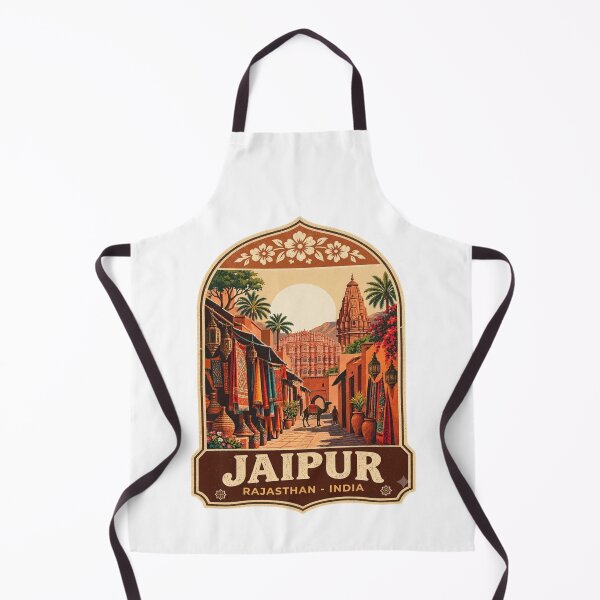 Item preview, Jaipur Rajasthan Vintage Travel Poster - Hawa Mahal & Souk Bazaar Art designed and sold by Globalcitytees.