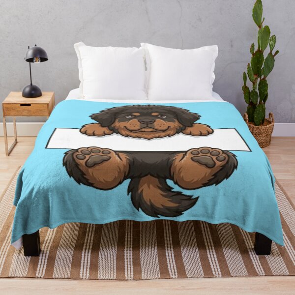 Item preview, Cute Tibetan Mastiff Puppy Holding Blank Sign Cartoon designed and sold by PetalsPaws.