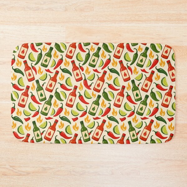 Item preview, Hot Sauce Pattern Chili Peppers Bottles Retro Red Cream designed and sold by Fanverse Merchandise.