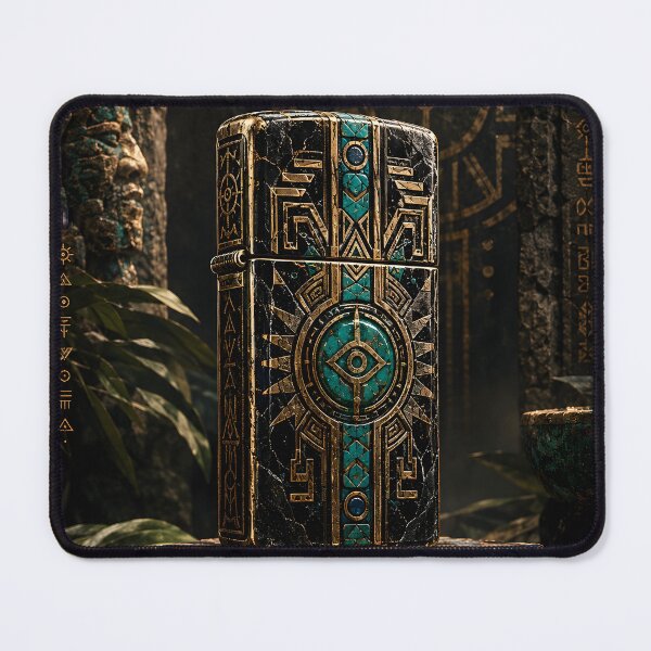 Item preview, GCR1 The First Relic – Obsidian Artifact Art, Ancient Glyphs & Turquoise Gold Engraving designed and sold by GCR1.