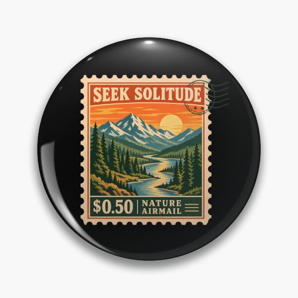 Item preview, Seek Solitude Nature Airmail Vintage Postage Stamp Sticker  designed and sold by VaultVibes.
