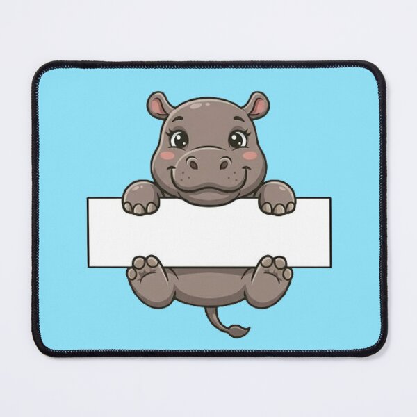 Item preview, Cute Hippo Holding Blank Sign Cartoon designed and sold by PetalsPaws.