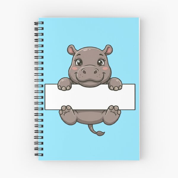 Item preview, Cute Hippo Holding Blank Sign Cartoon designed and sold by PetalsPaws.