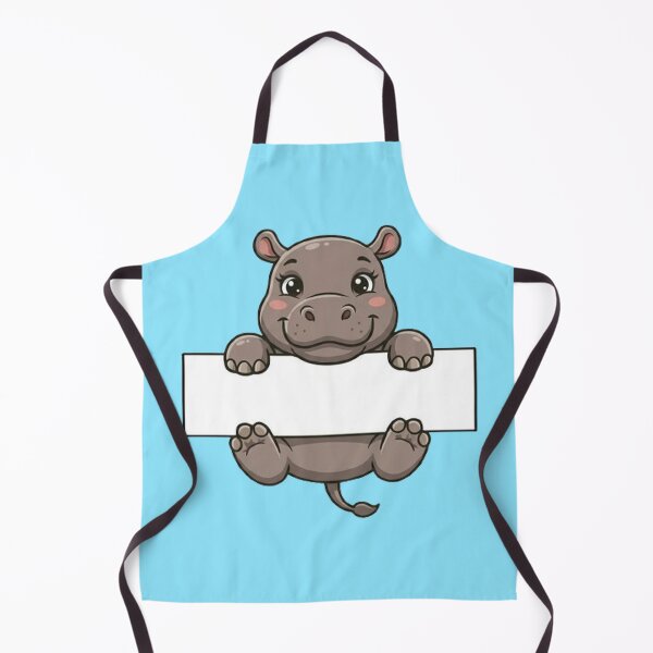 Item preview, Cute Hippo Holding Blank Sign Cartoon designed and sold by PetalsPaws.