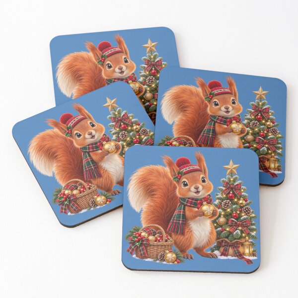 Item preview, Cute Scottish Red Squirrel Decorating a Christmas Tree designed and sold by MaedK.