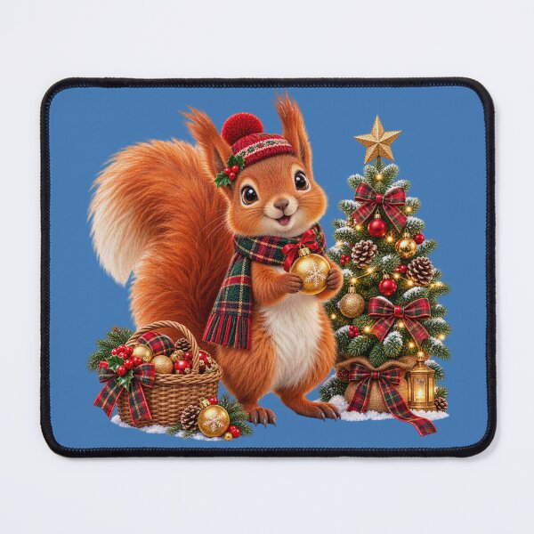 Item preview, Cute Scottish Red Squirrel Decorating a Christmas Tree designed and sold by MaedK.