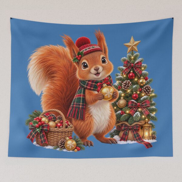 Item preview, Cute Scottish Red Squirrel Decorating a Christmas Tree designed and sold by MaedK.