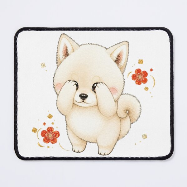 Item preview, Shy Blushing Cream Shiba Inu designed and sold by Kawaii Matcha Studio.