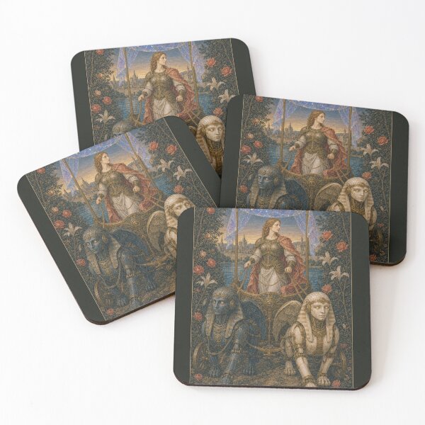 Item preview, The Chariot Tarot Card - Crepuscolo Cyber Renaissance Art Print designed and sold by DMarquiseArt.