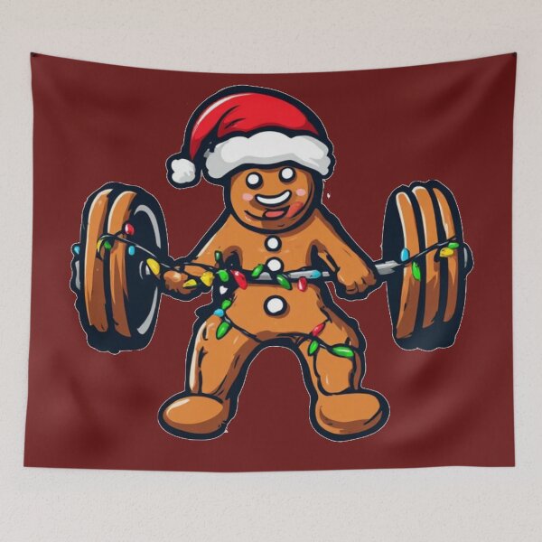 Item preview, Fitness Gingerbread Man Weightlifting Christmas Santa designed and sold by Digital Design Art.