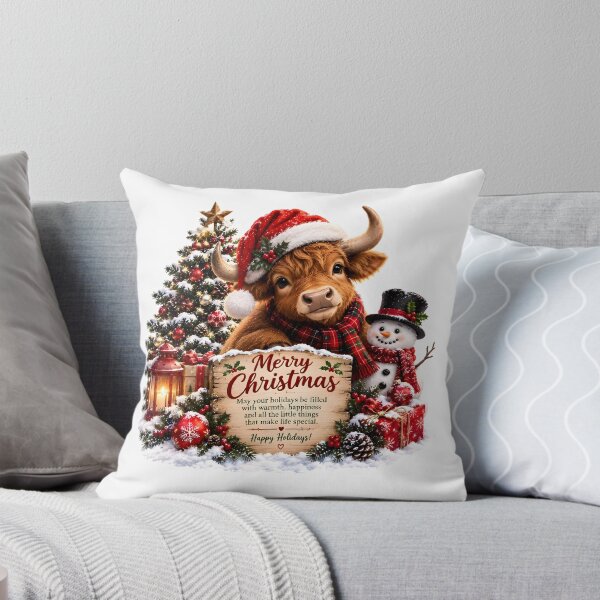 Item preview, Cute Highland Cow Merry Christmas Snowman designed and sold by Zodiac Celestial Art.