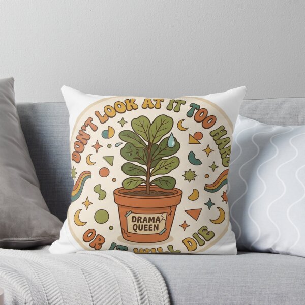 Item preview, Dont Look At It Too Hard Or It Will Die Retro Fiddle Leaf Fig Sticker designed and sold by Mandatory.