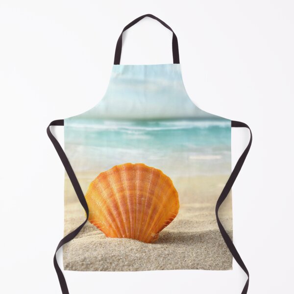 Item preview, Orange Sea Shell on Sandy Beach Ocean Horizon designed and sold by PetalsPaws.