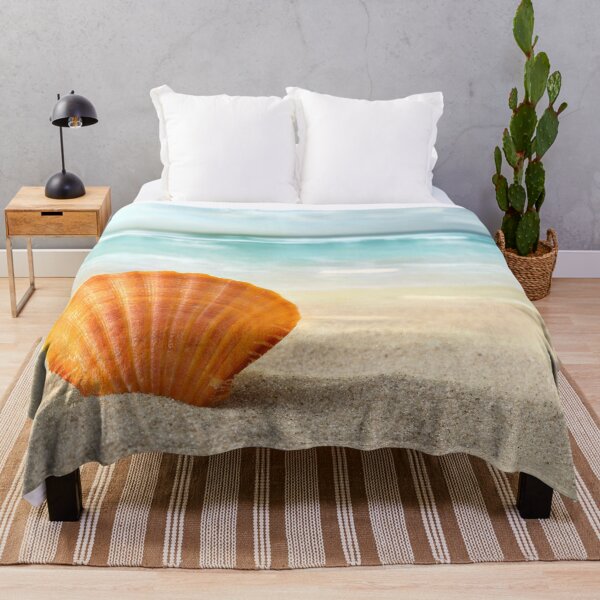 Item preview, Orange Sea Shell on Sandy Beach Ocean Horizon designed and sold by PetalsPaws.