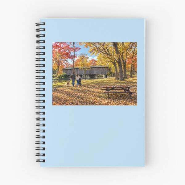 Item preview, Autumn Stroll to the Covered Bridge designed and sold by gotucoveredart.