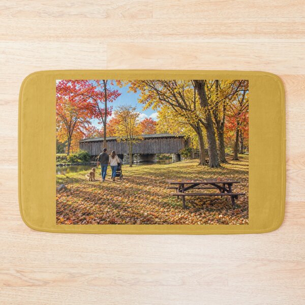 Item preview, Autumn Stroll to the Covered Bridge designed and sold by gotucoveredart.