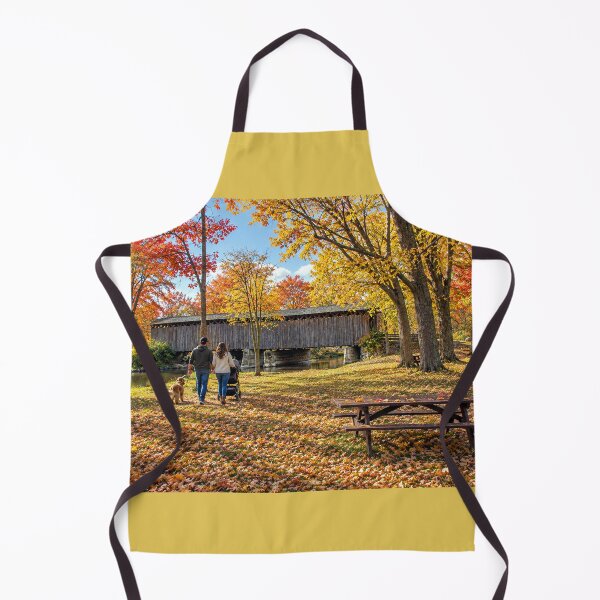 Item preview, Autumn Stroll to the Covered Bridge designed and sold by gotucoveredart.