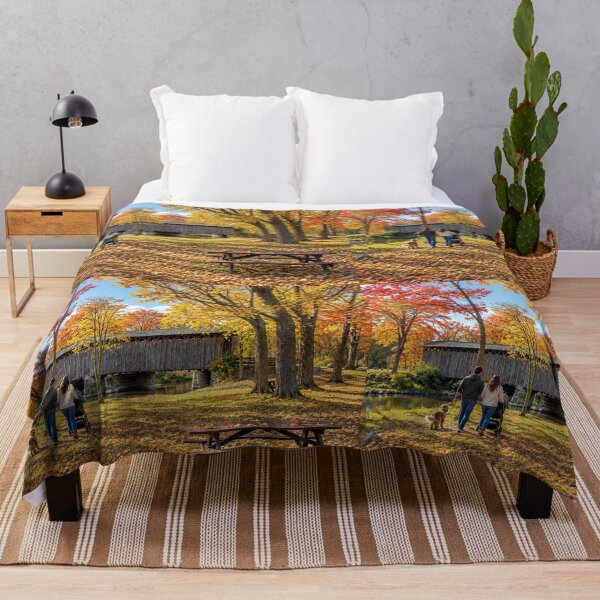 Item preview, Autumn Stroll to the Covered Bridge designed and sold by gotucoveredart.
