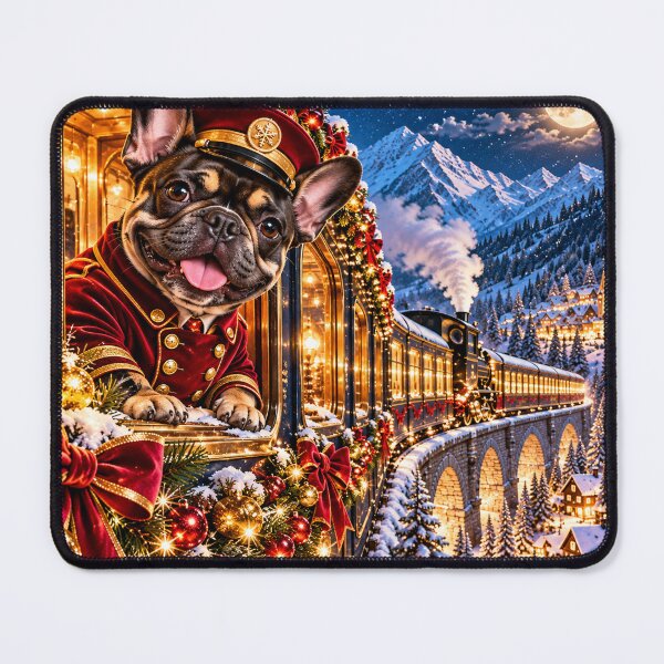Item preview, Midnight Christmas Express Frenchie – Art Deco Holiday Bulldog designed and sold by cipoprimo.