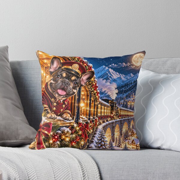 Item preview, Midnight Christmas Express Frenchie – Art Deco Holiday Bulldog designed and sold by cipoprimo.