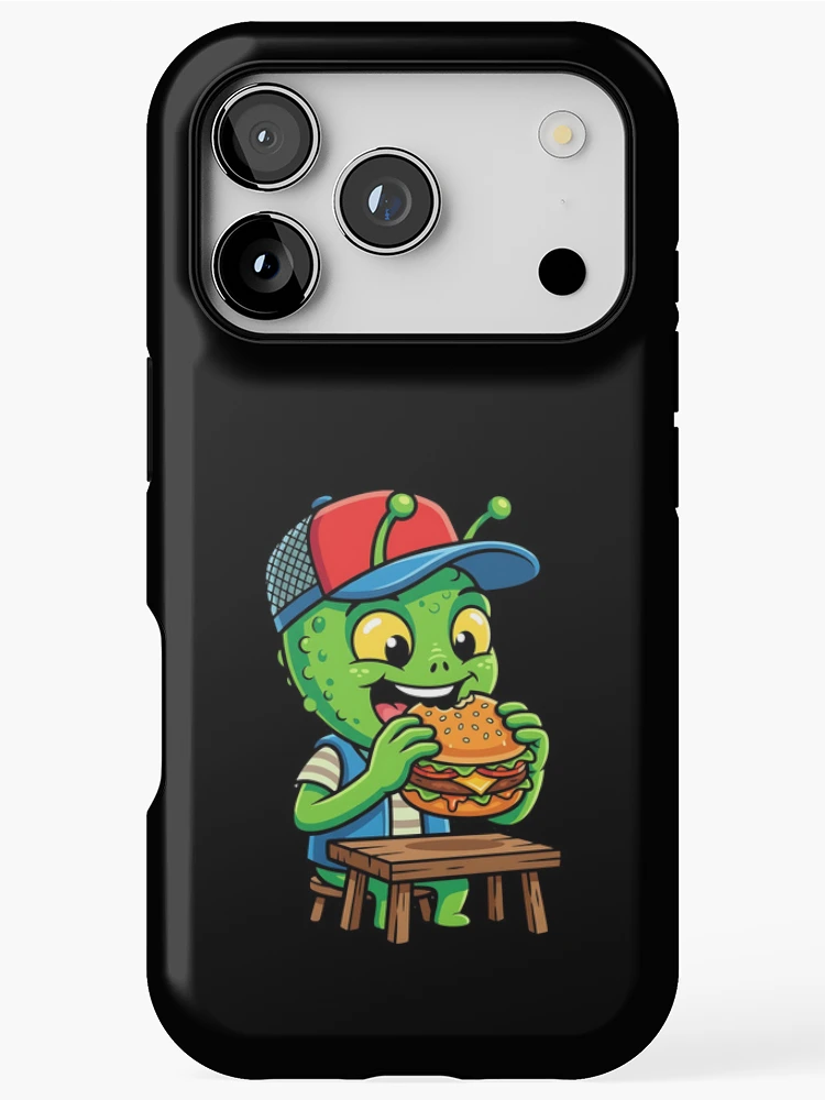 Thumbnail 1 of 4, iPhone Case, Alien eats burger designed and sold by ReneMM.