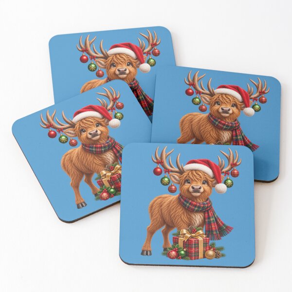 Item preview, Cute Scottish Highland Christmas Stag with Tartan & Baubles designed and sold by MaedK.