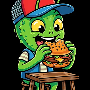 Artwork thumbnail, Alien eats burger by ReneMM