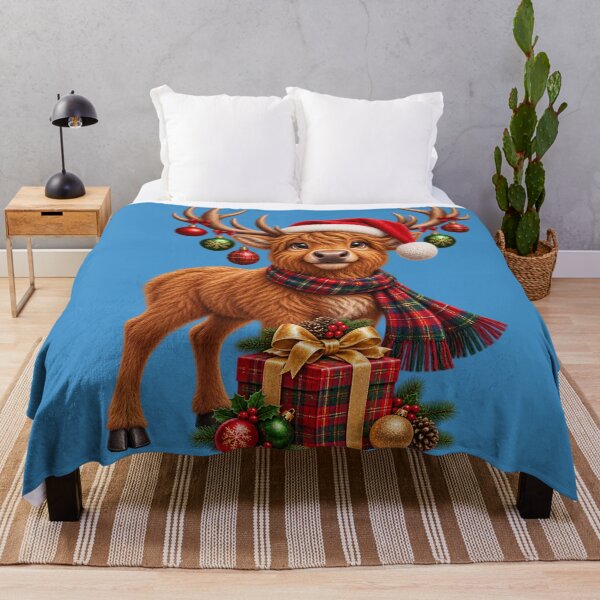 Item preview, Cute Scottish Highland Christmas Stag with Tartan & Baubles designed and sold by MaedK.