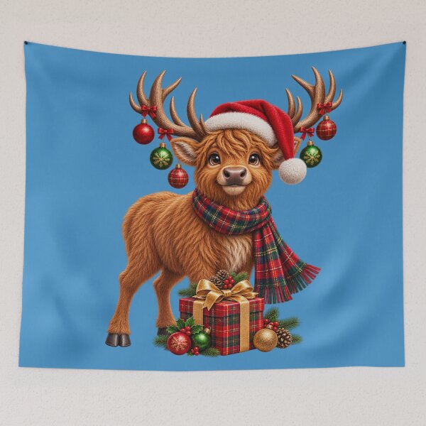 Item preview, Cute Scottish Highland Christmas Stag with Tartan & Baubles designed and sold by MaedK.