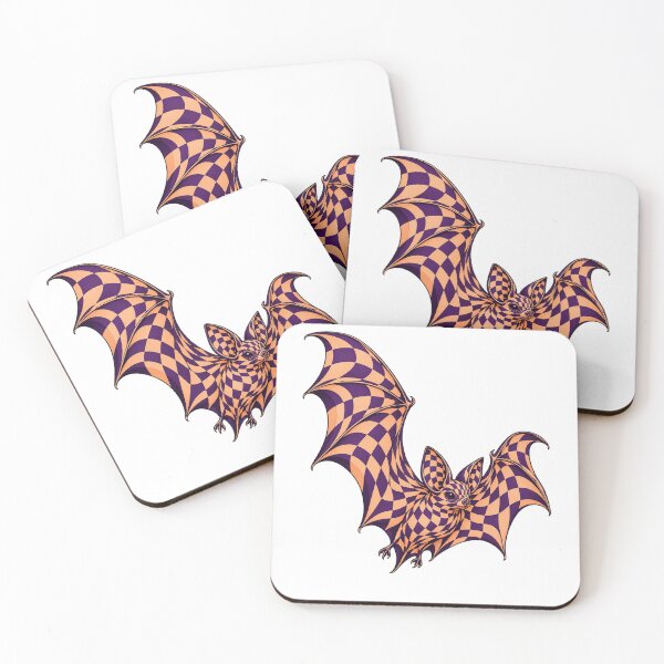 Item preview, Halloween Checkered Bat Purple Peach Op Art designed and sold by TeNovaStudio.
