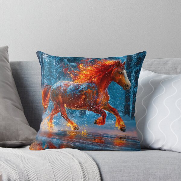 Item preview, Fiery Horse Galloping Through Snowy Forest Scene designed and sold by Artessie.