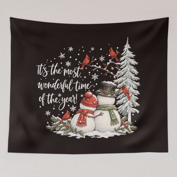 Item preview, It's The Most Wonderful Time Of The Year Snowmen And Cardinals Christmas designed and sold by PunPals-Art.