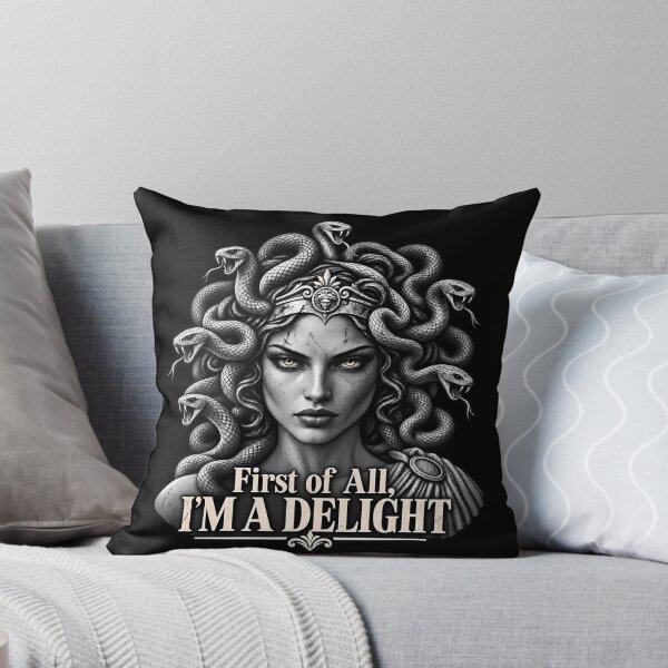 Item preview, First of All I’m a Delight – Funny Medusa Greek Mythology Sarcastic Humor Design designed and sold by PosiMCreations.