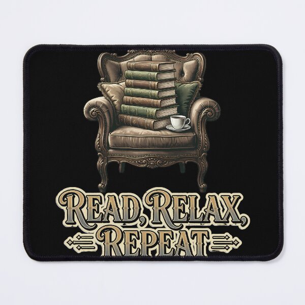 Item preview, Read, Relax, Repeat — Books Stacked on a Cozy Chair designed and sold by DarkAgeArt.