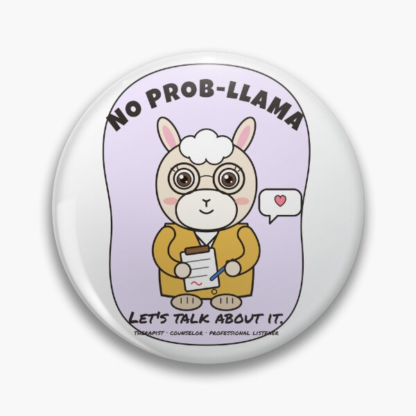 Item preview, No Prob-llama, Let’s Talk About It – Cute Llama Therapist designed and sold by atedesigns.