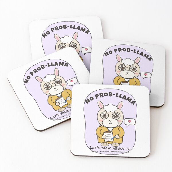 Item preview, No Prob-llama, Let’s Talk About It – Cute Llama Therapist designed and sold by atedesigns.