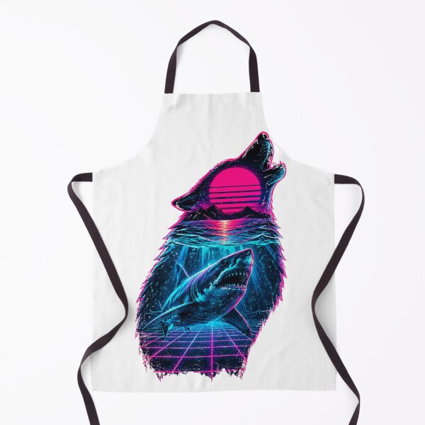 Item preview, Synthwave Wolf Shark Silhouette Neon Sunset designed and sold by DariaOltes.