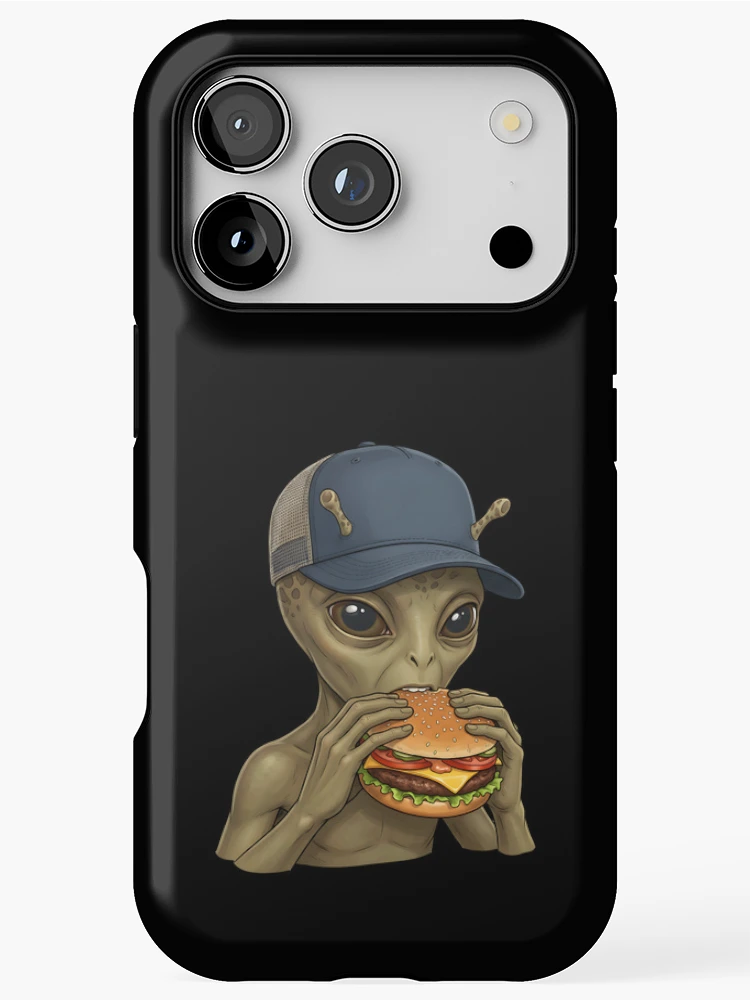 Thumbnail 1 of 4, iPhone Case, Cool alien eats burger designed and sold by ReneMM.