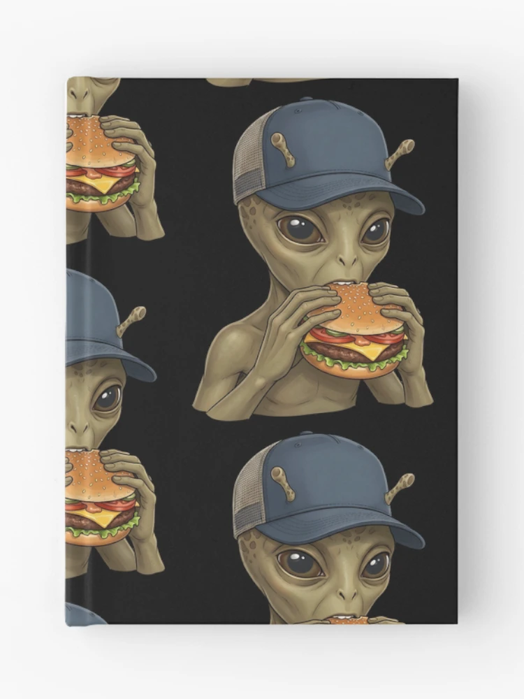 Thumbnail 1 of 3, Journal, Cool alien eats burger designed and sold by ReneMM.