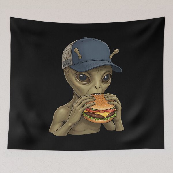 Item preview, Cool alien eats burger designed and sold by ReneMM.