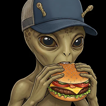 Artwork thumbnail, Cool alien eats burger by ReneMM