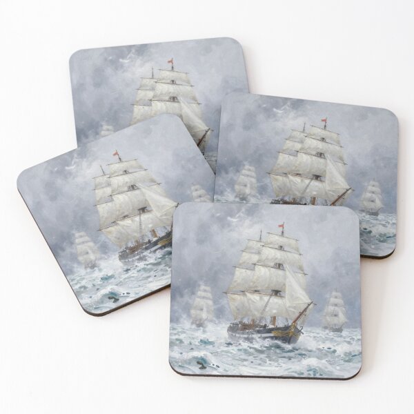 Item preview, Sailing ships in stormy seas designed and sold by Judith Murphy.
