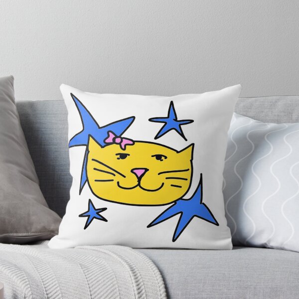 Item preview, Smug Yellow Cat Y2K with Coquette Bow and Blue Stars designed and sold by Ruizydiabz.