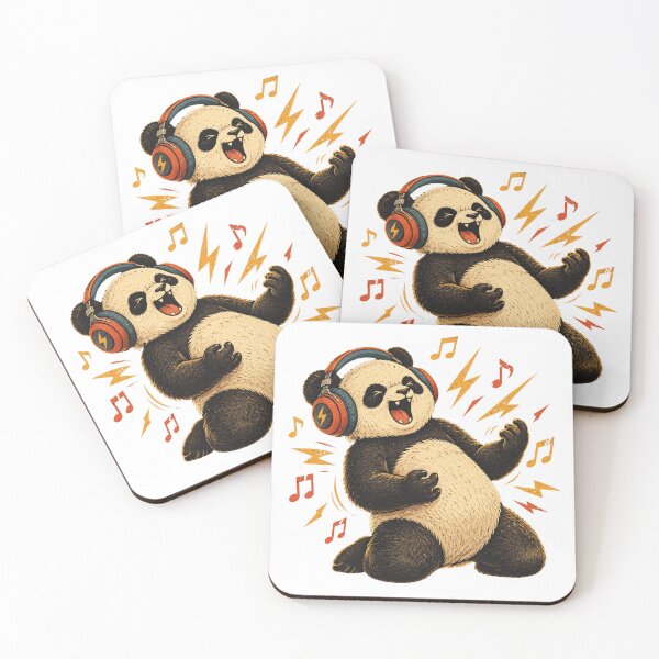 Item preview, Singing Panda Headphones Retro Music Art designed and sold by DariaOltes.
