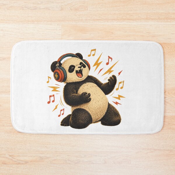 Item preview, Singing Panda Headphones Retro Music Art designed and sold by DariaOltes.