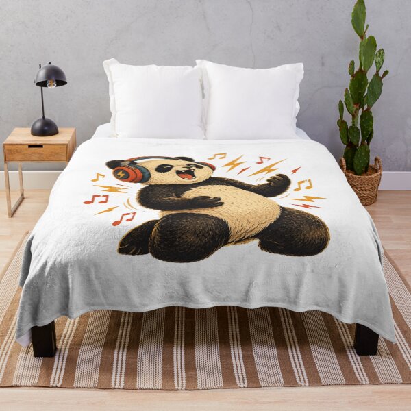 Item preview, Singing Panda Headphones Retro Music Art designed and sold by DariaOltes.